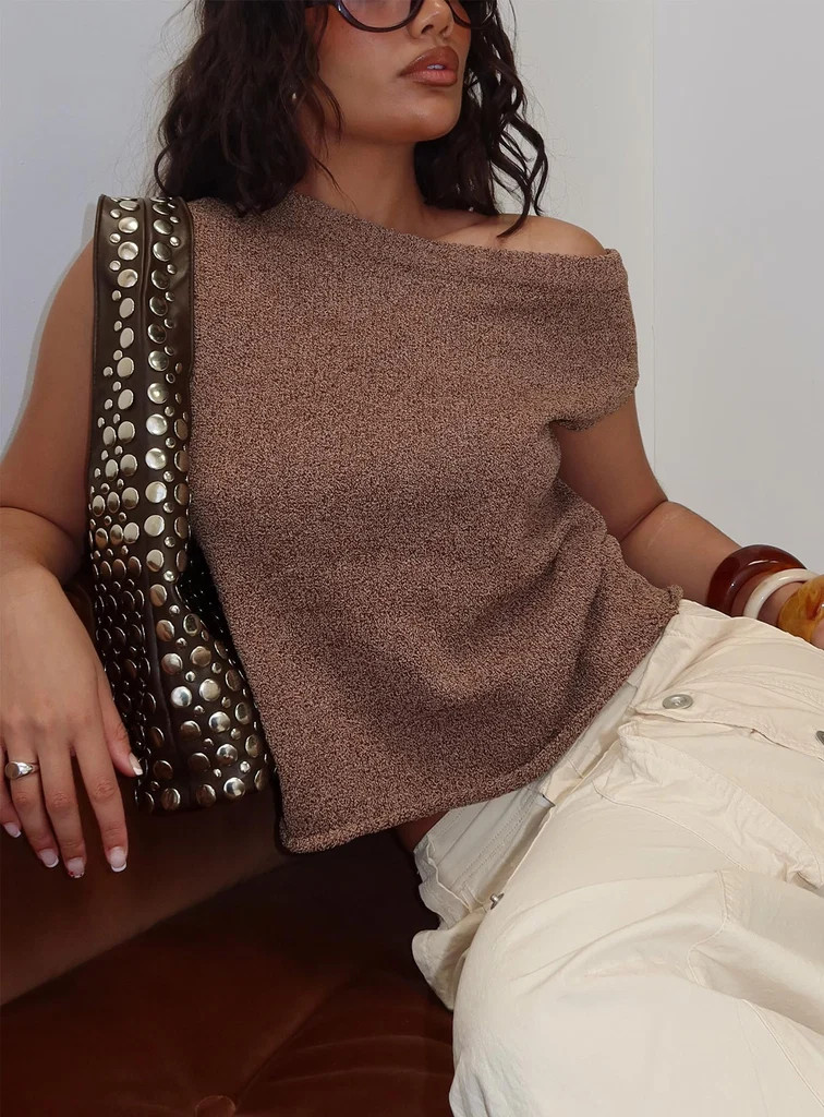 Ashfield Off Shoulder Top Brown | Princess Polly US