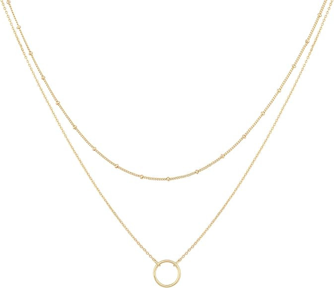 Mevecco Layered Heart Necklace Pendant Handmade 18k Gold Plated Dainty Gold Choker Arrow Bar Laye... | Amazon (US)