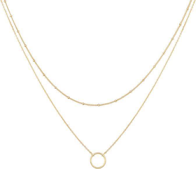 Mevecco Layered Heart Necklace Pendant Handmade 18k Gold Plated Dainty Gold Choker Arrow Bar Laye... | Amazon (US)