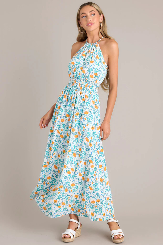 MINKPINK Bonnie Halter Teal Midi Dress | Red Dress