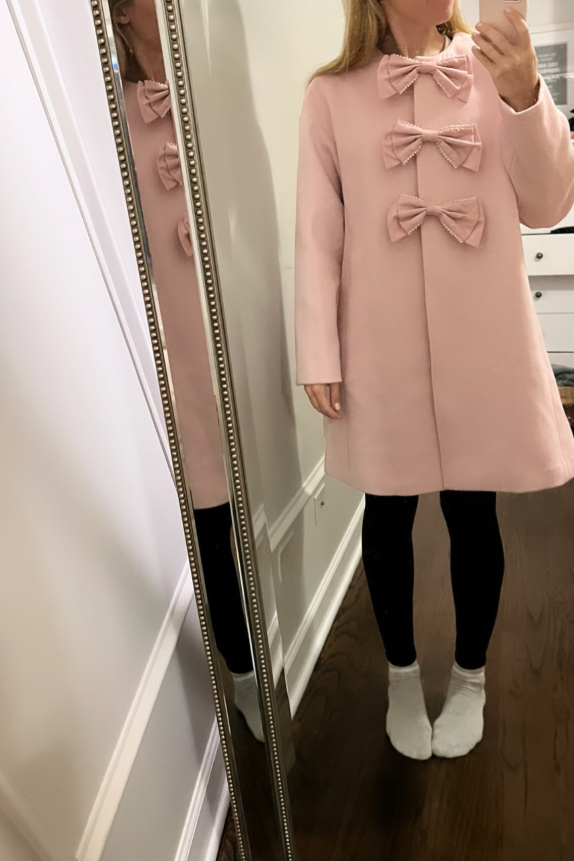 Pink bow outlet coat