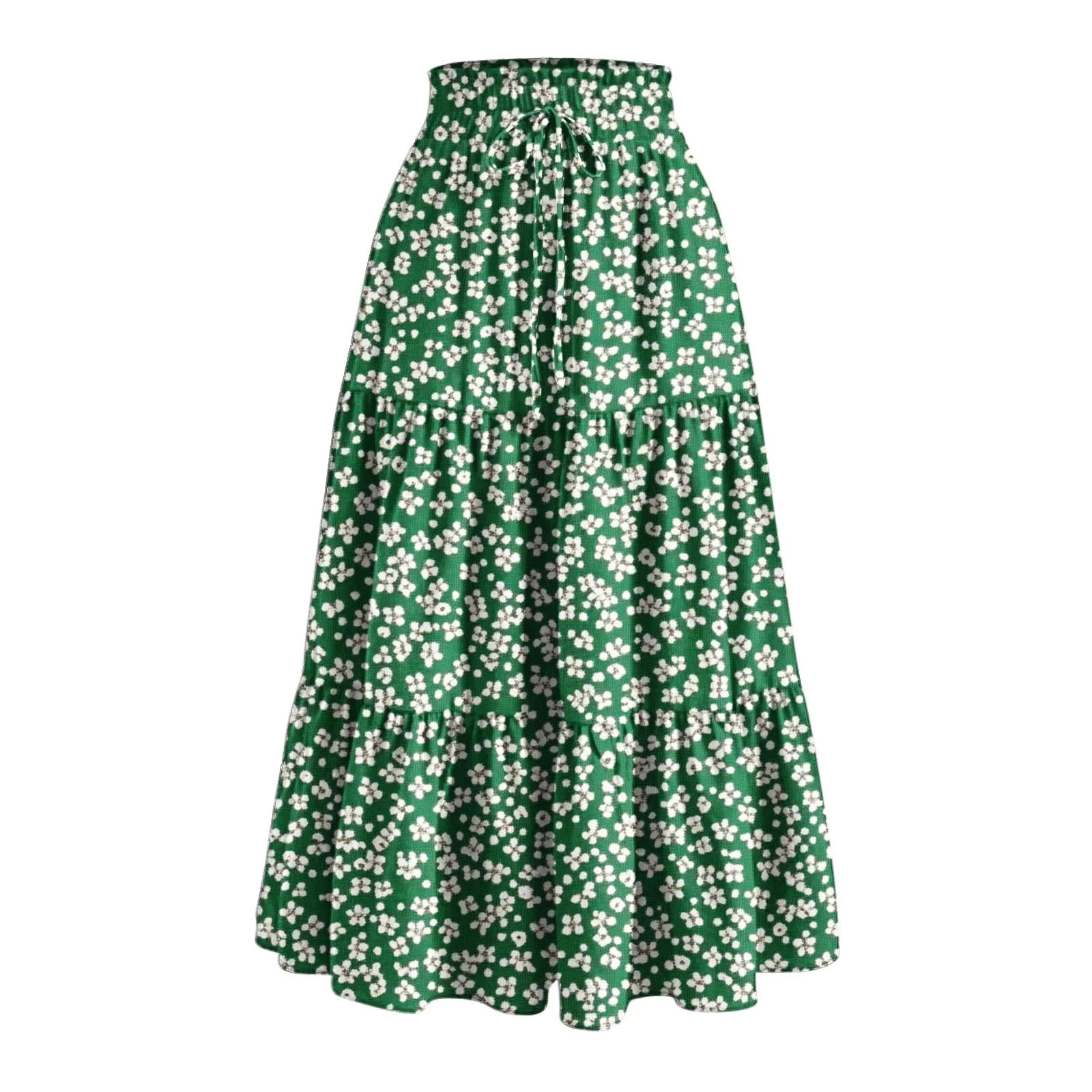 Wyobums Womens Flowy Maxi Skirt Boho Long Skirts for Ladies Summer Ruched Tiered A-Line Elastic H... | Walmart (US)