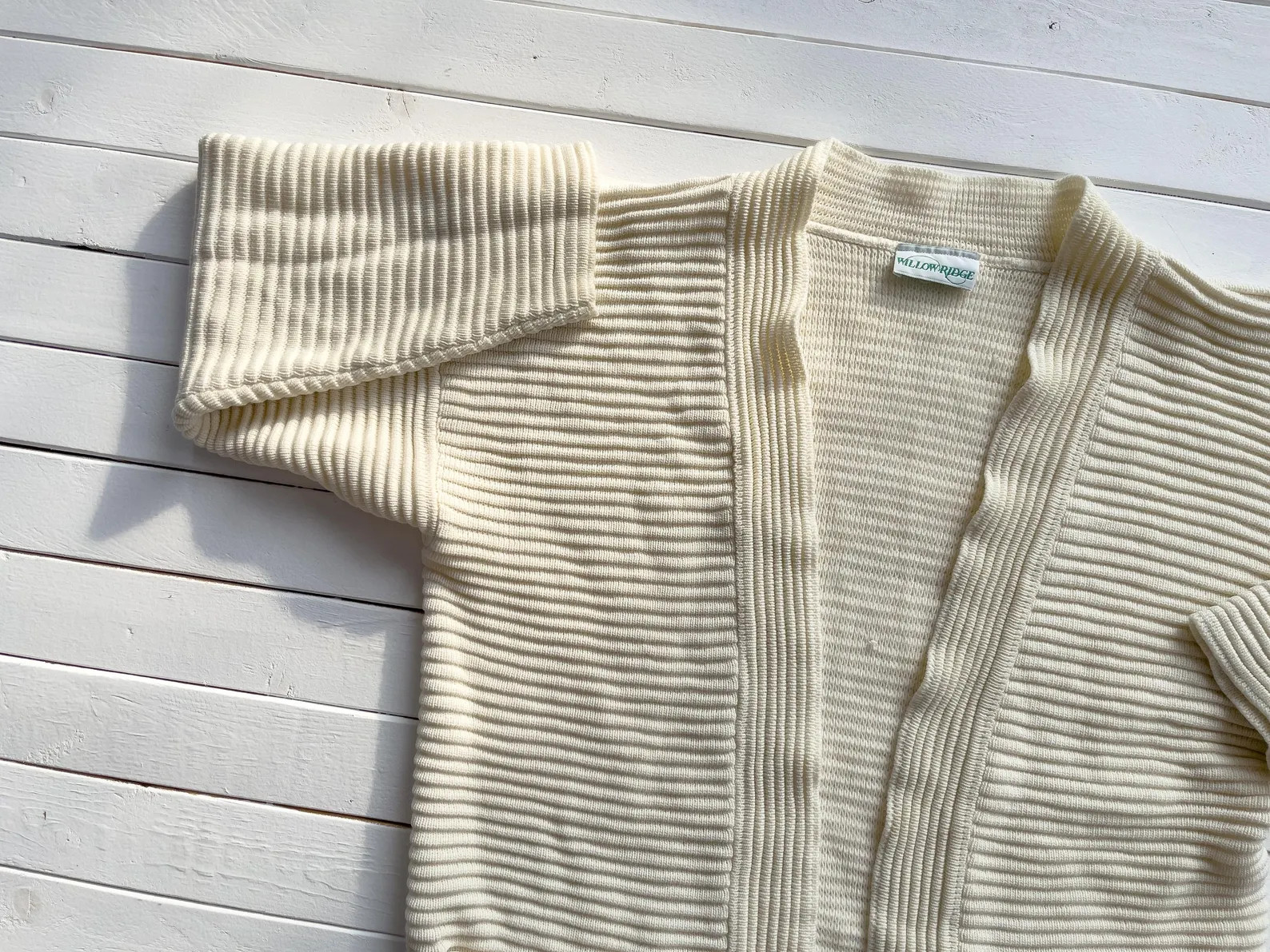 cream knit sweater 80s 90s vintage white ribbed cardigan | Etsy (US)