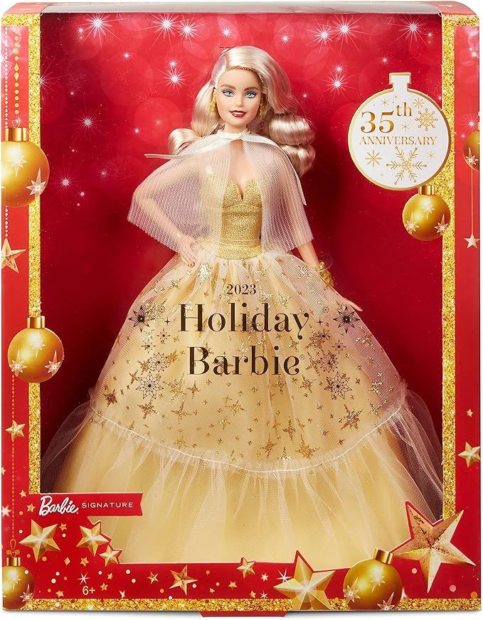 Barbie 2023 Holiday Barbie Doll, Seasonal Collector Gift, Barbie Signature, Golden Gown and Displ... | Amazon (US)