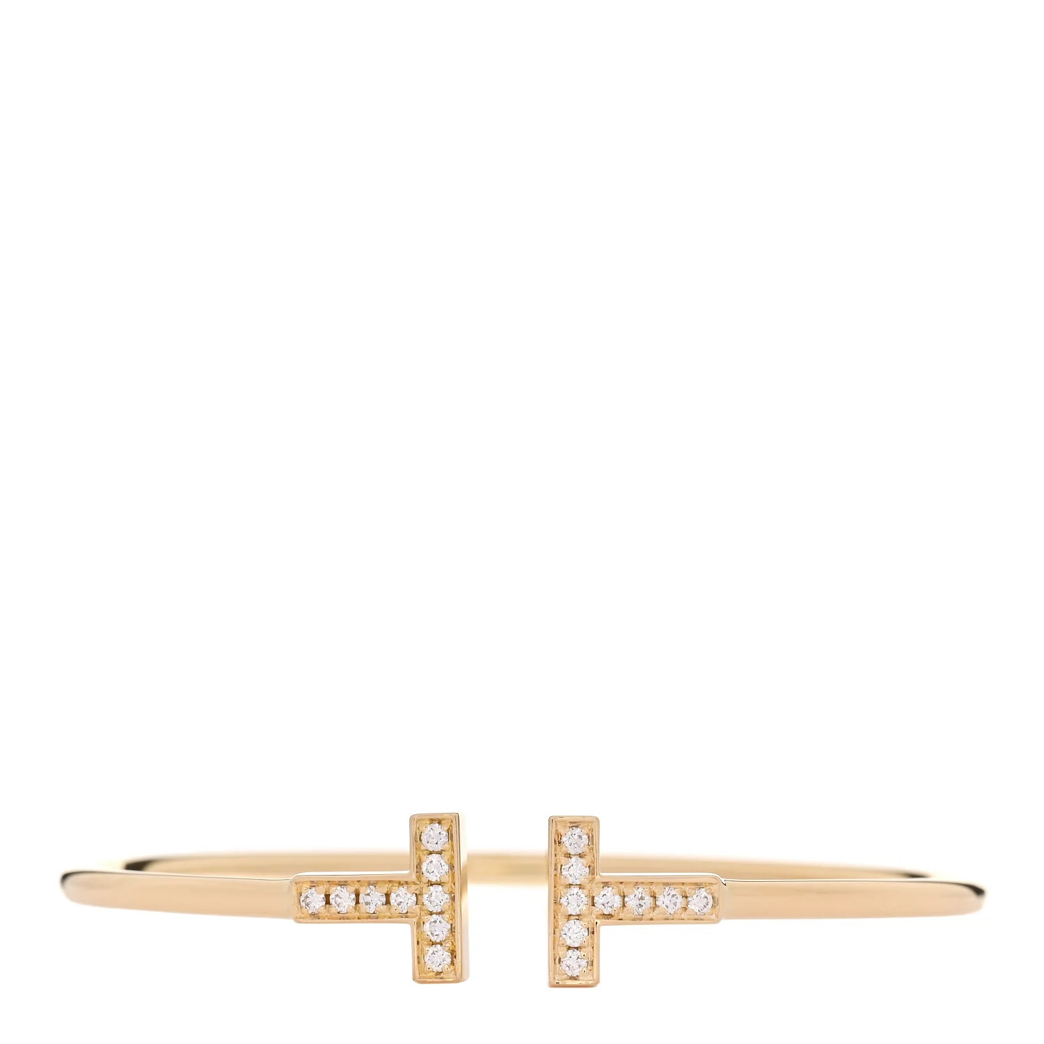 18K Yellow Gold Diamond T Wire Bracelet | FASHIONPHILE (US)