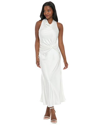 Women's Cowl Halter Side Twist Midi Dress | Macy's