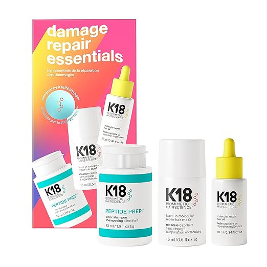 K18 Damage Repair Essentials Kit, Travel-Friendly Trio Featuring Mini Hair Mask, Mini Hair Oil & ... | Amazon (US)