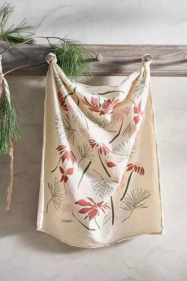 Poinsettia + Greens Dish Towel | Anthropologie (US)