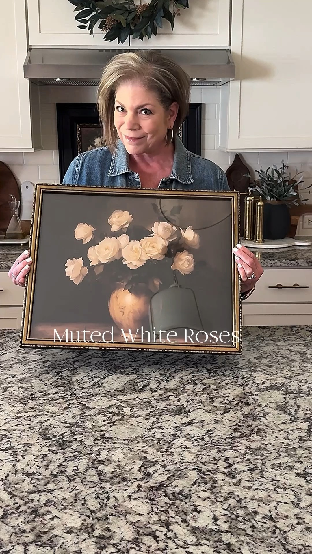 My Muted White Roses print is from Simply Inspired Design Co. My discount code is:
FARMHOUSECHIC15

Wreath, brass salt & pepper mills, olive oil dispenser, woven vase, cherry blossoms, flameless taper candles

#LTKstorytime #LTKSeasonal #LTKHome