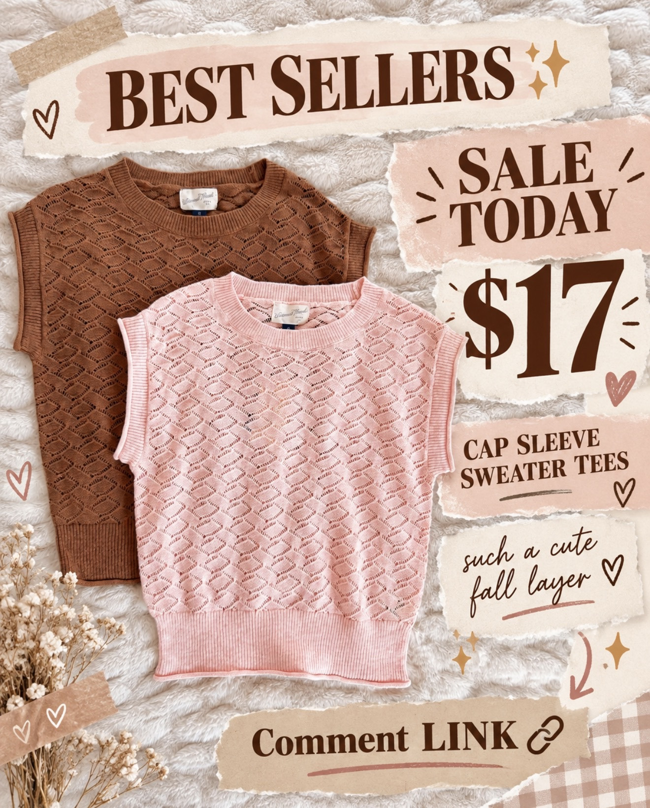 These adorable cap-sleeve sweater tees are on sale for just $17 today! Such a cute little fall layer 🤎🩷 Comment LINK and I’ll send them to you 🔗⬇️

#LTKOver40 #LTKSeasonal #LTKmomlife