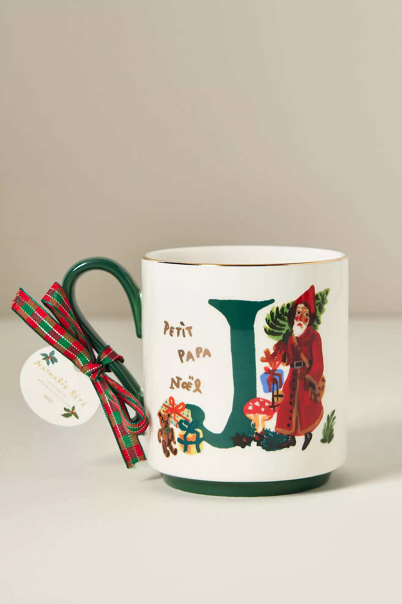 Nathalie Lete Stoneware Holiday Monogram Mug | Anthropologie (US)