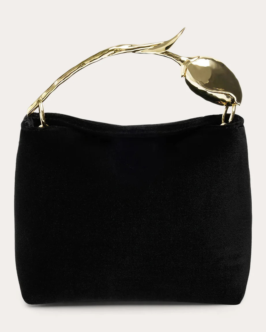 ERDEM Women's Mini Bloom Velvet Bag in Black Suede/Velvet/Polyester | Olivela