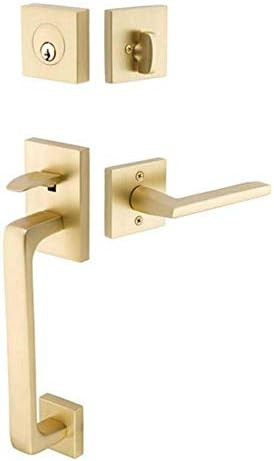 Emtek 4820 Baden Left Handed Single Cylinder Keyed Entry Brass Modern Handleset, Satin Brass Fini... | Amazon (US)