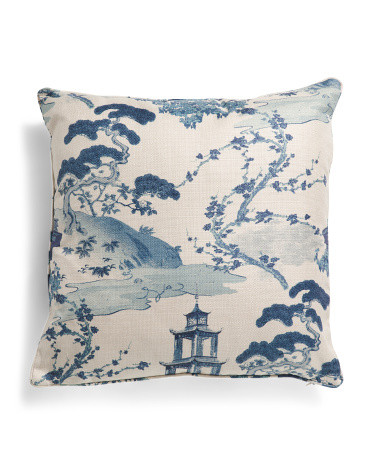 24x24 Printed Watercolor Bonsai Scene Pillow | TJ Maxx