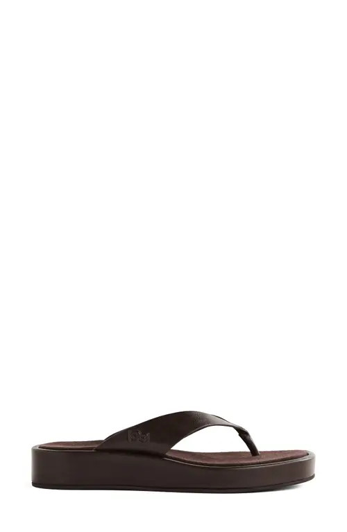 Reformation Eden Platform Flip Flop in Espresso Leather Suede at Nordstrom, Size 9 | Nordstrom