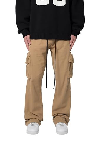 mnml Men's Drawcord Flare Cargo Pants, Beige | Amazon (US)