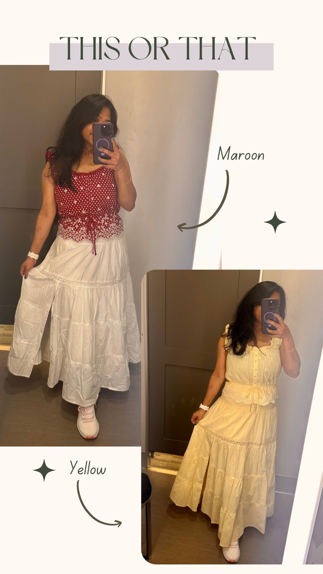 Pretty skirts with Eyelet Button-front tank top! Which one to choose?

#LTKootd #LTKTravel