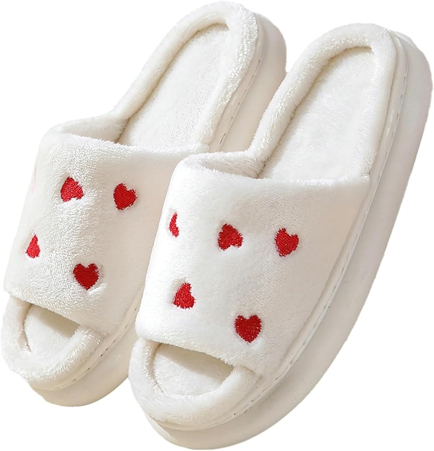 Obosoyo Pantuflas de felpa para el día de San Valentín para parejas, acogedoras pantuflas de in... | Amazon (US)