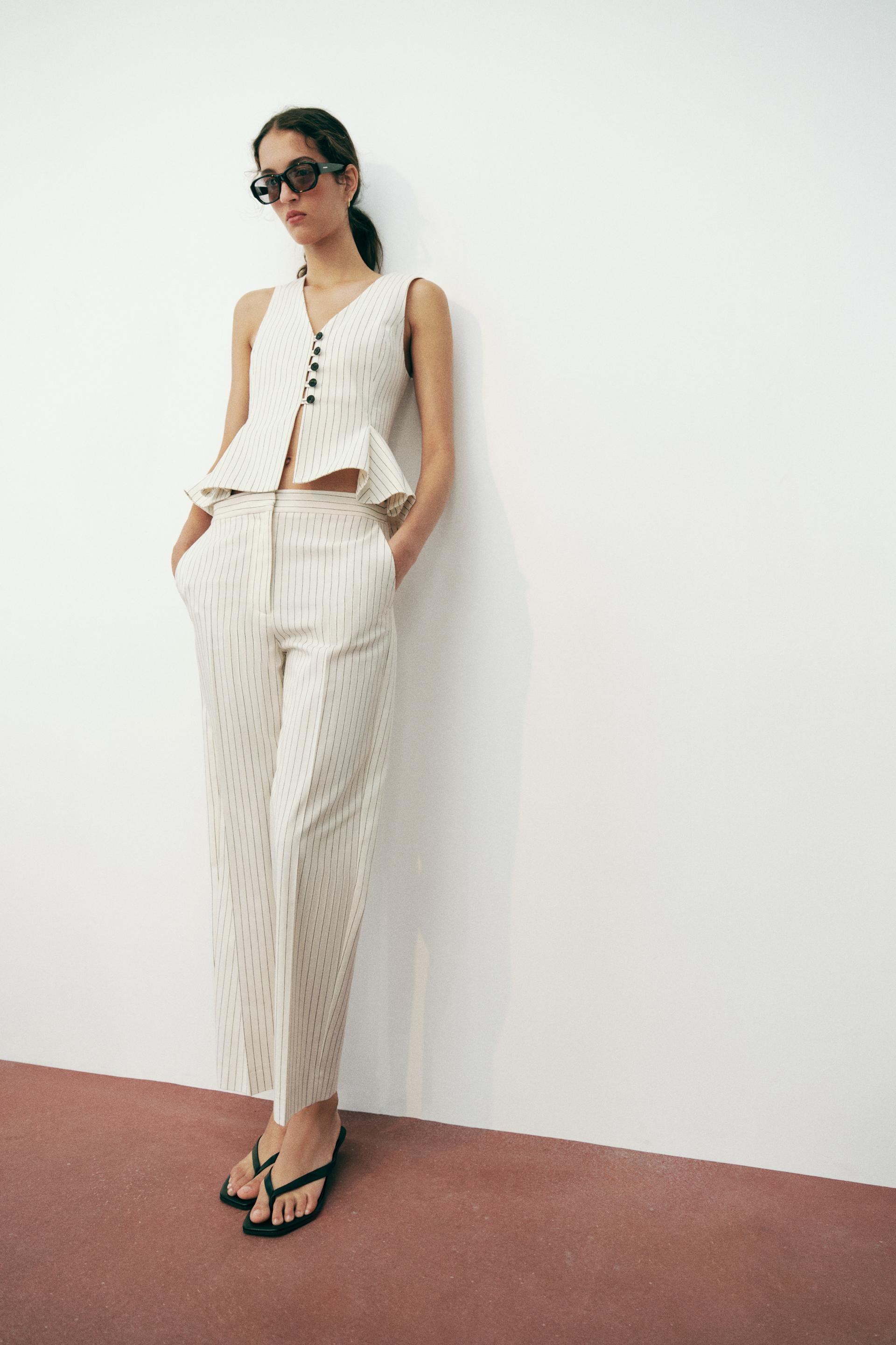 Zara - Striped Peplum Vest - Ecru / Black - Xl - Woman | Zara US