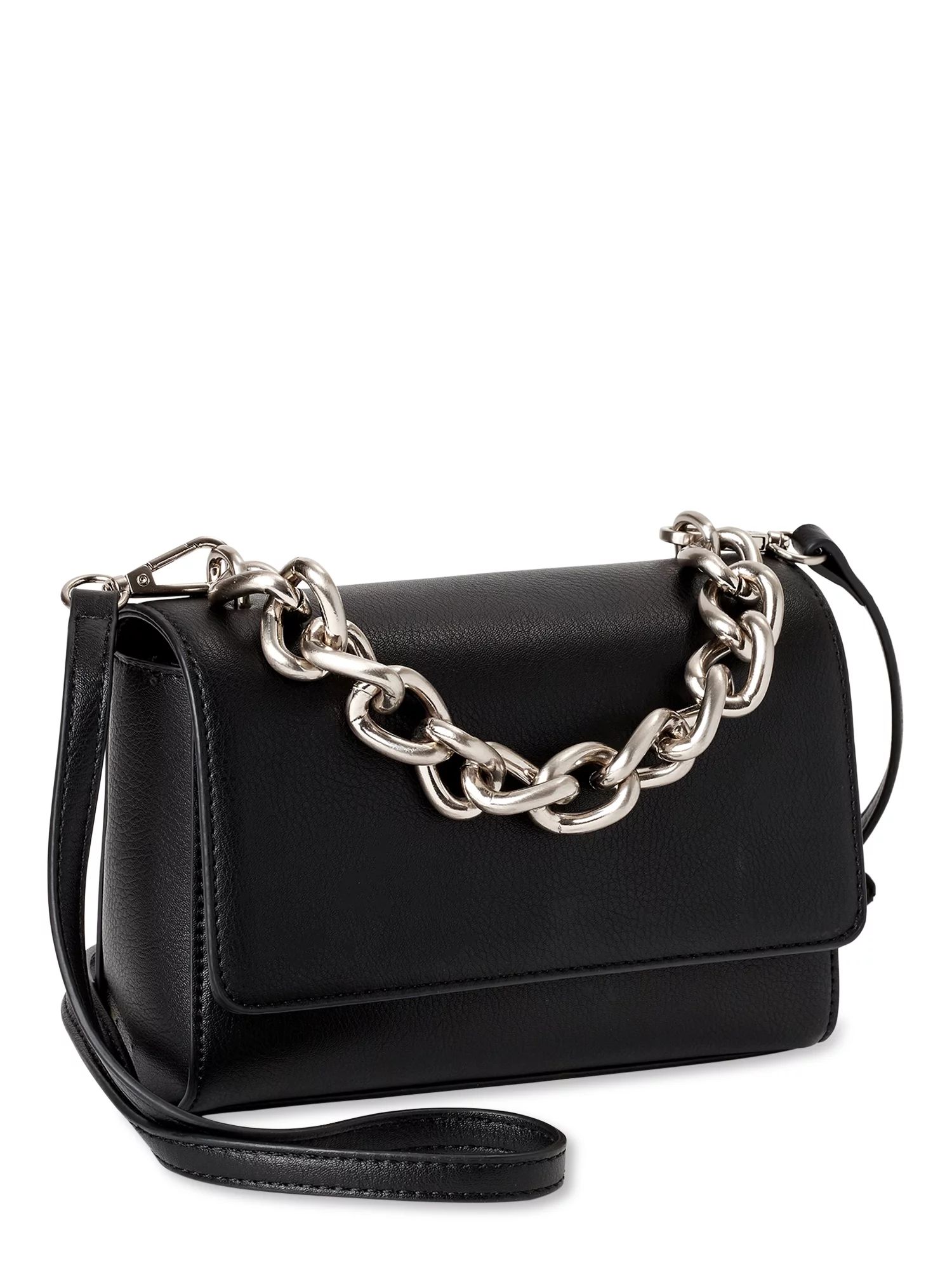 Scoop Women’s Flap Crossbody Chain Handbag Black | Walmart (US)