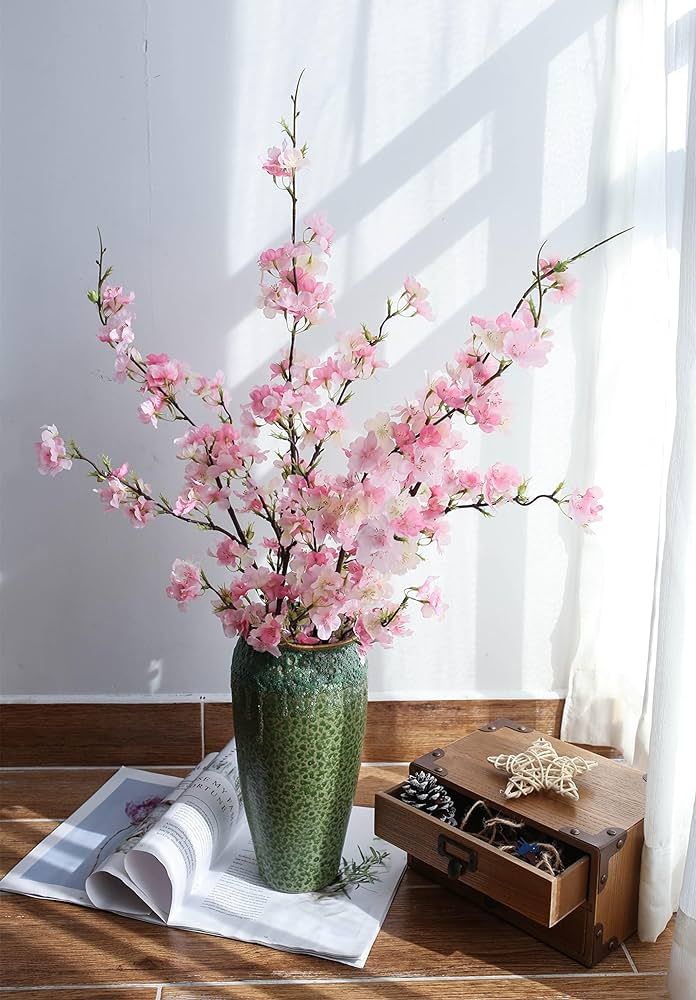Artificial Flowers Cherry Blossom Branches Fake Flowers, Cherry Blossom Decor Pink Cherry Blossom... | Amazon (US)
