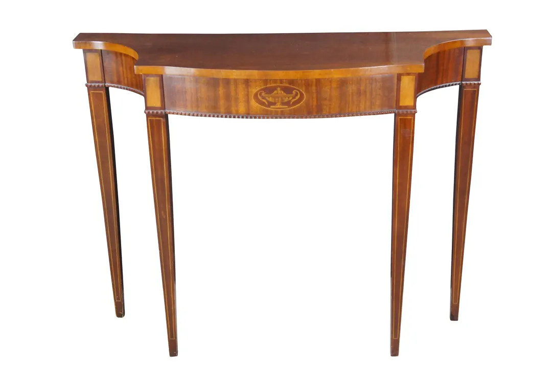 Vintage Federal Style Mahogany Marquetry Inlaid Demilune Console Hall Table - Etsy | Etsy (US)