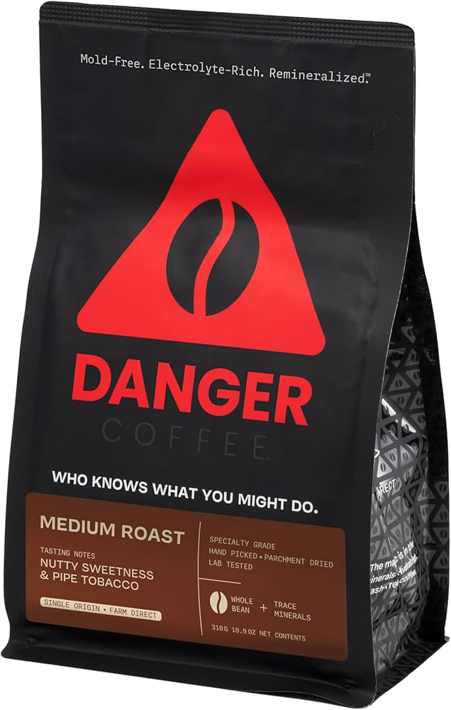 Danger Coffee by Dave Asprey, Remineralized, Mold Free & Lab Tested Whole Bean Coffee, Medium Roa... | Amazon (US)