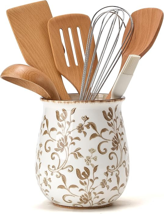 Utensil Holder for Kitchen Counter, Modern Farmhouse Cooking Utensil Holder and Crock Home Kitche... | Amazon (US)