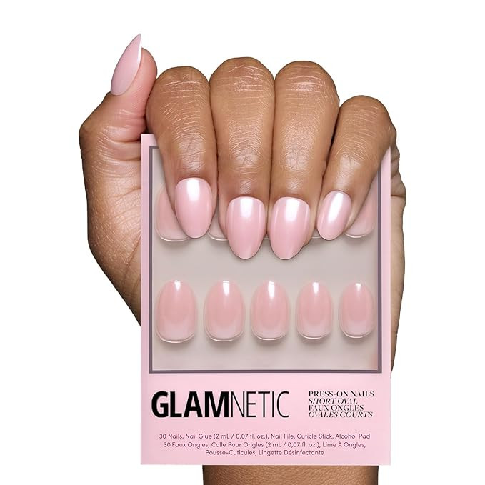 Glamnetic Press On Nails - Pinch Me | Short Oval Fake Nails, Blush Pink with a Glossy, Glazed Fin... | Amazon (US)