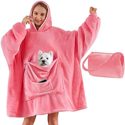 Yescool Wearable Blanket Hoodie, Oversized Sherpa Hooded Blanket Sweatshirt, Giant Warm Fuzzy Fleece | Amazon (US)