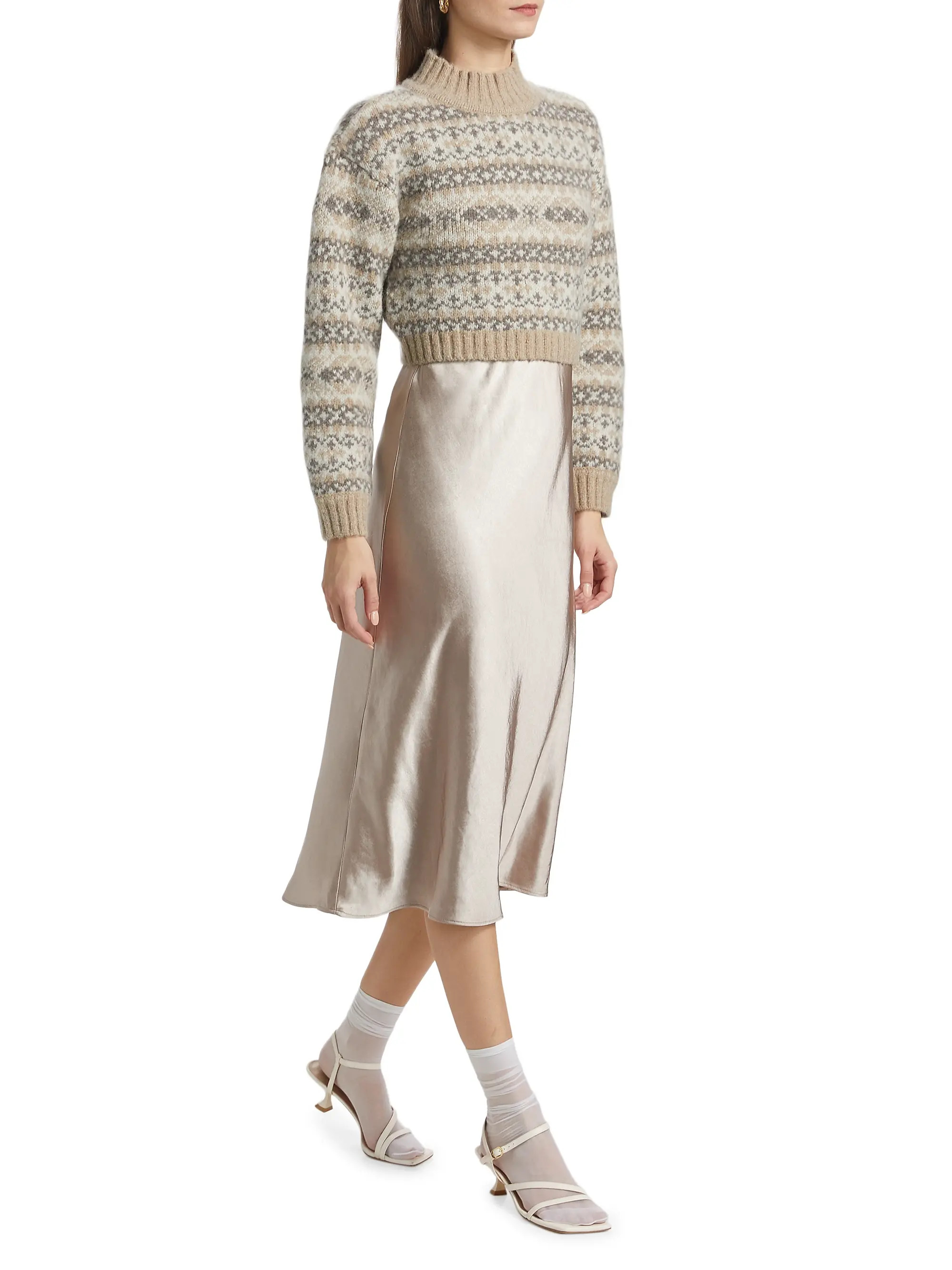 Lou Sweater & Satin Midi-Dress Set | Saks Fifth Avenue