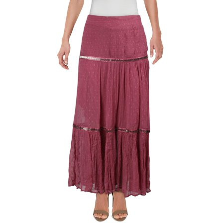 Free People Womens Ella Ruched Tiered Midi Skirt | Walmart (US)