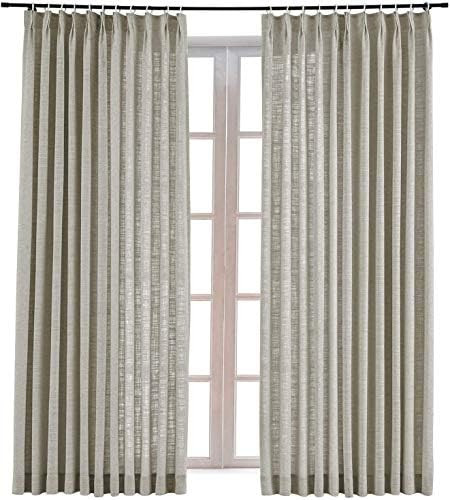 TWOPAGES 52 W x 96 L inch Pinch Pleat Darkening Drapes Faux Linen Curtains Drapery Panel for Living  | Amazon (US)