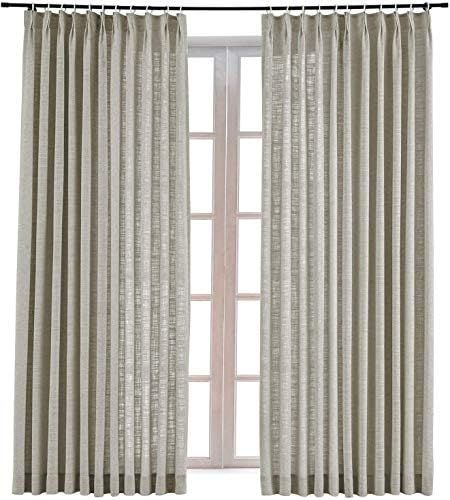 TWOPAGES 52 W x 96 L inch Pinch Pleat Darkening Drapes Faux Linen Curtains Drapery Panel for Living  | Amazon (US)