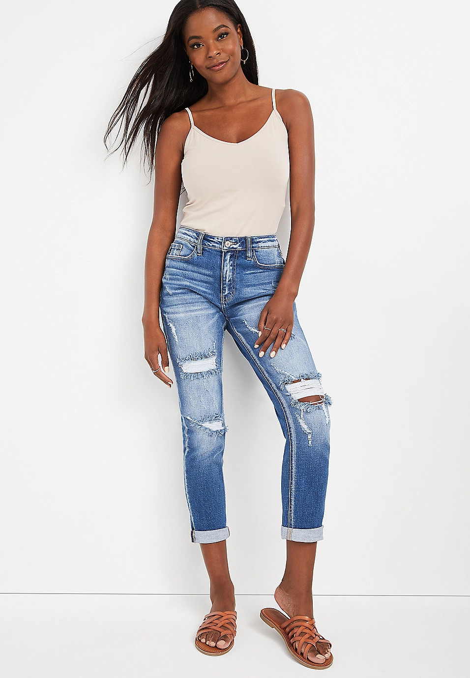 KanCan™ High Rise Medium Ripped Boyfriend Jean | Maurices