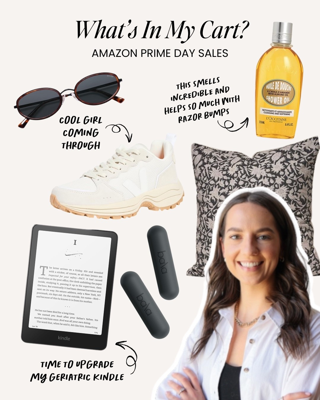 Amazon prime day must haves from our editors. On Hailey's list:

- sunglasses and sneakers: cool girl coming through
- can't wait to disguise older pillows with this pattern
- weights for at-home pilates!
- it's time to upgrade my geriatric kindle
- this smells INCREDIBLE and helps so much with razor bumps

#LTKFindsUnder50