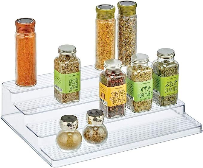 mDesign Plastic Spice and Food Kitchen Cabinet Shelf Organizer - 4 Tier Storage - Modern Compact ... | Amazon (US)