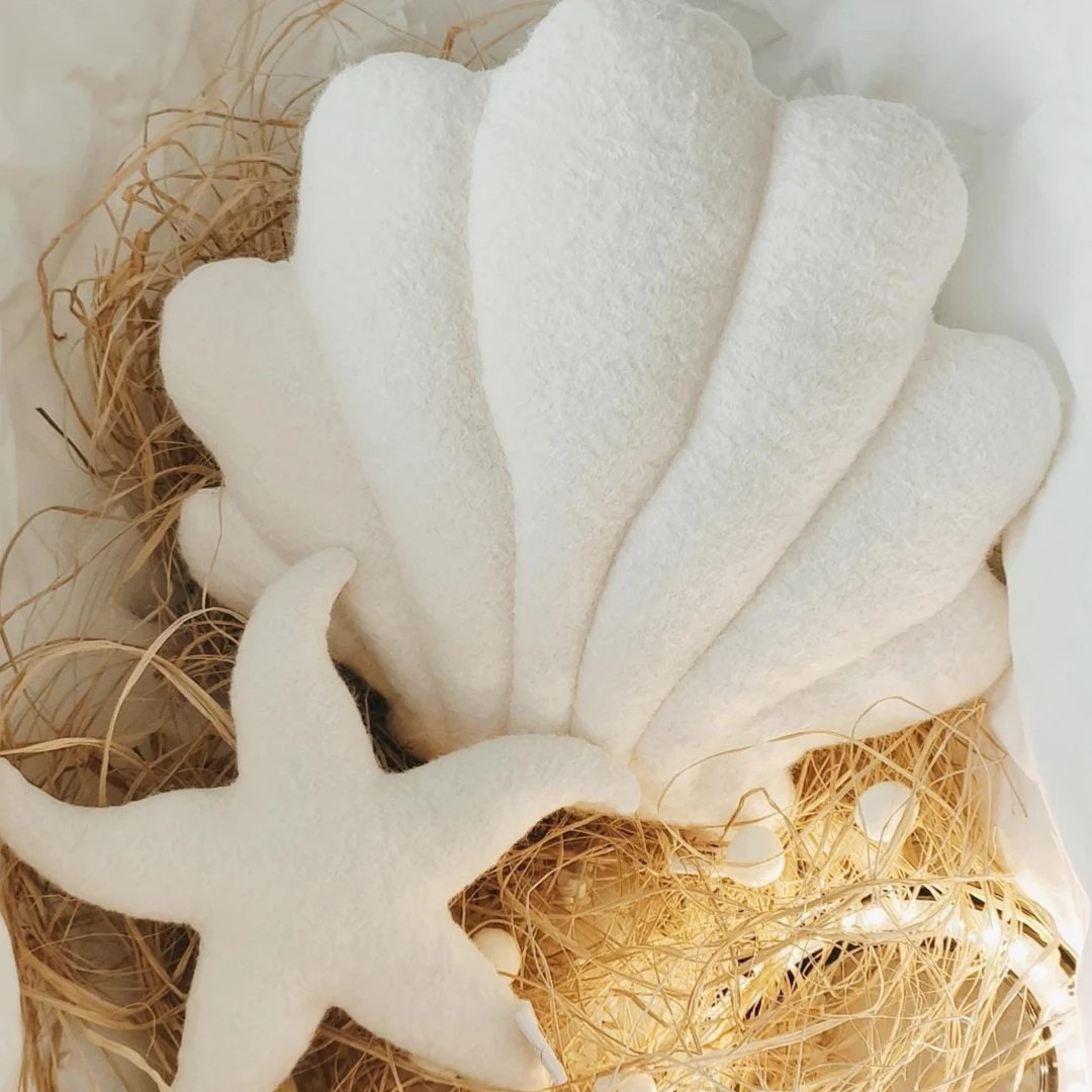 Seashell Decorative Pillow,Ecru Shell Pillow,Sea shell cushion,Baby room decor,Kids Room Decor,Cu... | Etsy (US)