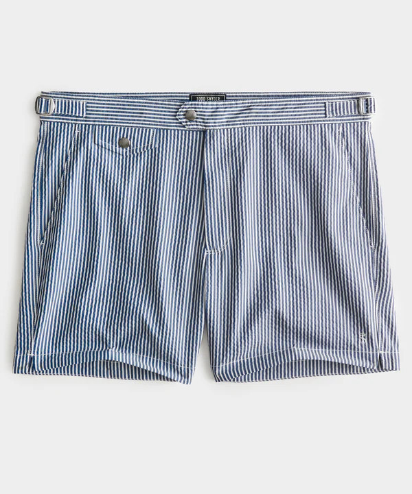 Riviera Swim Short in Seersucker | Todd Snyder