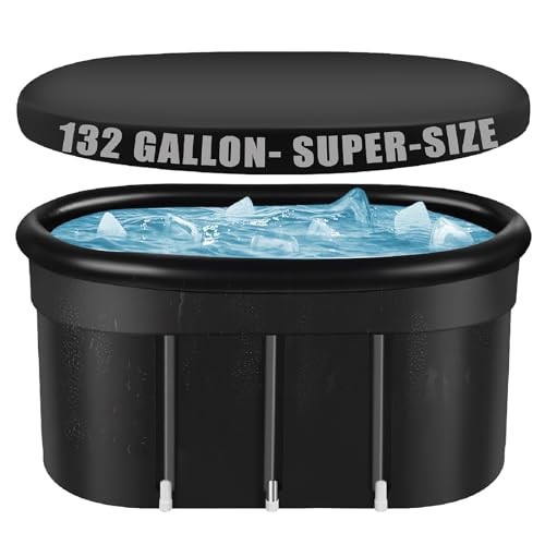 Ice Bath Tub for Athletes with Cover XL Large 132 Gallons Cold Plunge Tub for Recovery, Portable Ice Bath Plunge Pool Suitable for Family Gardens, Gyms,and Cold Water Therapy Training (Ice bath tub) | Amazon (US)