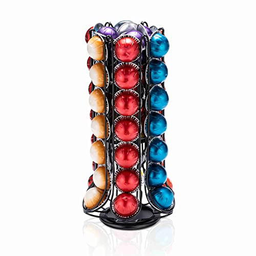 ZCDCP Nespresso Pod Holder, Vertuo Pod Holder Carousel Stand Storage with 360 Degree, Black Coffee Pod Holder Organizer for Nespresso Vertuo, 60 Pods | Amazon (US)