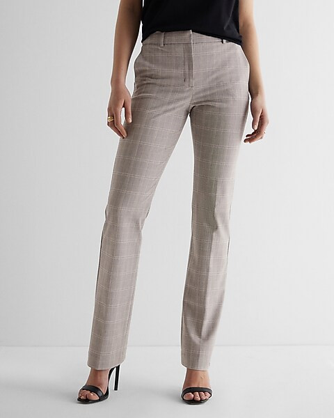 Editor Mid Rise Plaid Bootcut Pant | Express