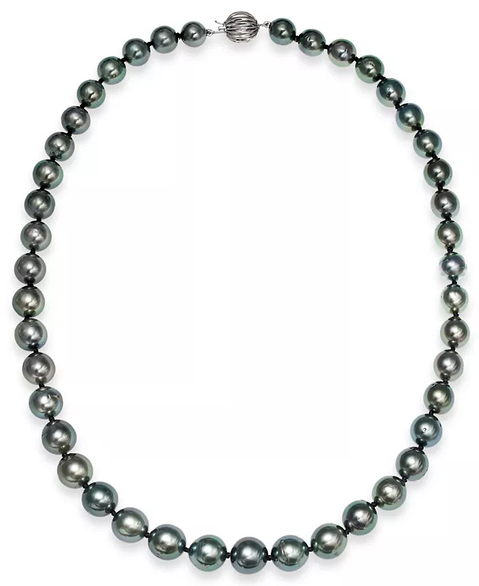 Tahitian Pearl Graduated Strand Necklace in 14k White Gold (8-10mm) | Macy's