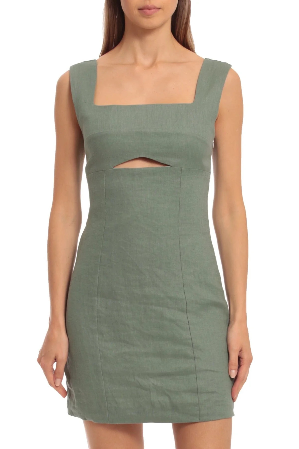 Cutout Linen Blend Mini Dress | Avec Les Files