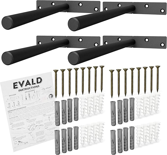 EVALD The Heavy Duty Floating Shelf Bracket – Heavy Duty Floating Shelf Hardware- 4X Floating S... | Amazon (US)