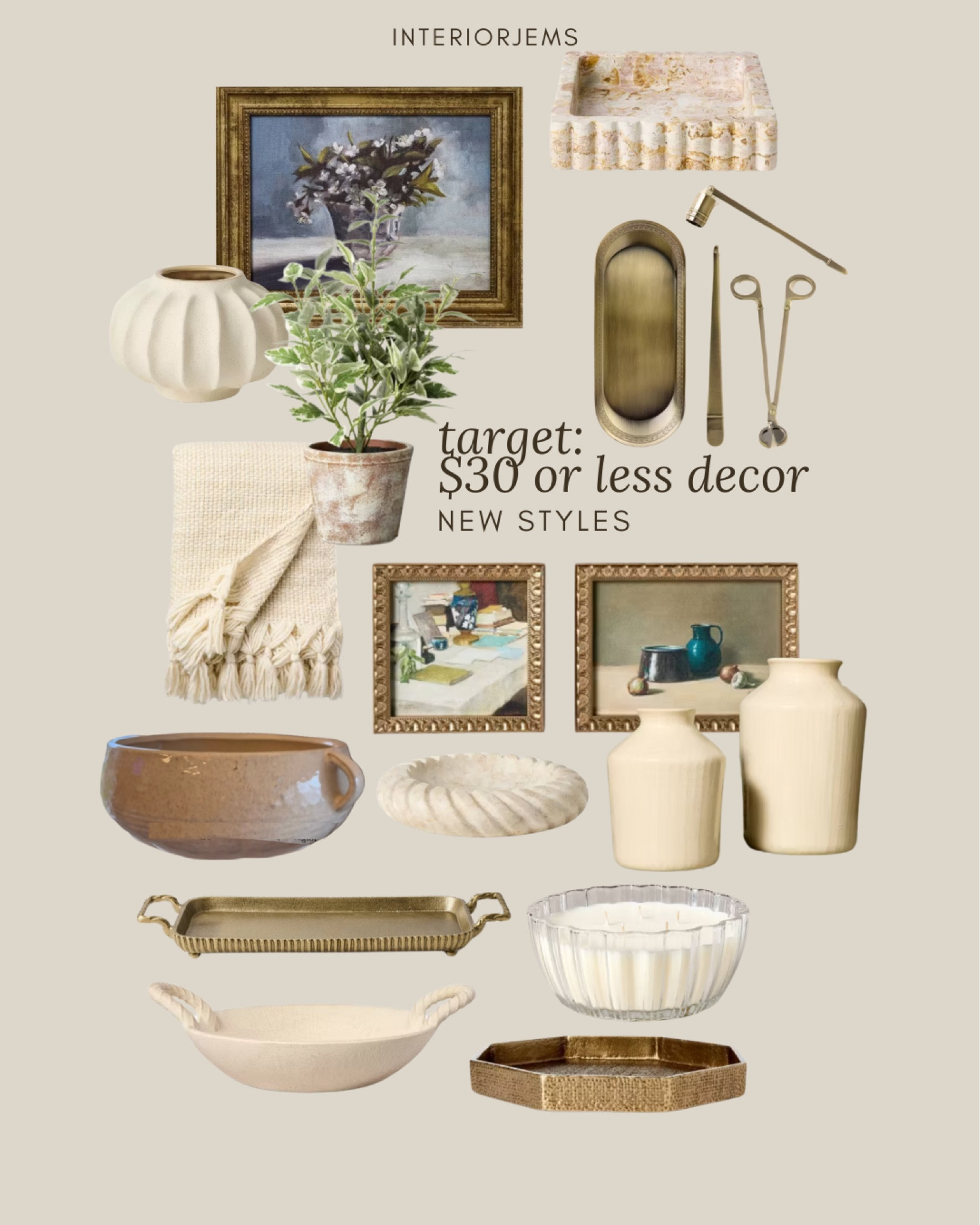Target new decor $30 or less, throw blanket, short and tall vase, scalloped marble tray, decorative bowl, brass tray, large candle, candle, accessories, kids, small vase, decorative, artificial plant, framed, and ready art, Studio, McGee for target, hearth and hand for target

#LTKHome #LTKStyleTip #LTKSaleAlert