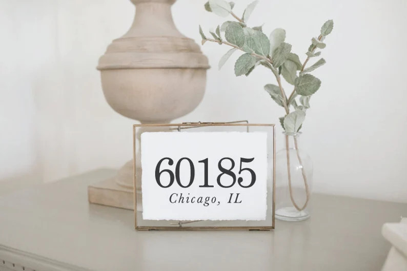 Calligraphy Print Personalized Zip Code Tabletop - Etsy | Etsy (US)