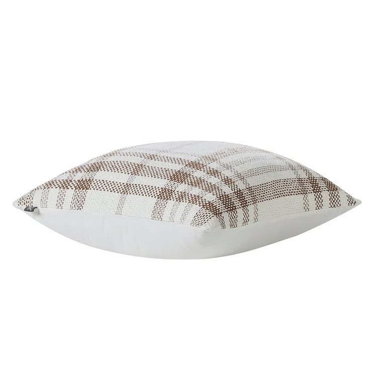 My Texas House 20" x 20" Aurelia Ginger Plaid Cotton Decorative Pillow Cover - Walmart.com | Walmart (US)