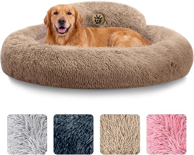 PetJett Large Dog Bed - 36'' Calming Donut Dog Beds, Anti-Slip & Washable Large Round Bed, Fluffy... | Amazon (US)