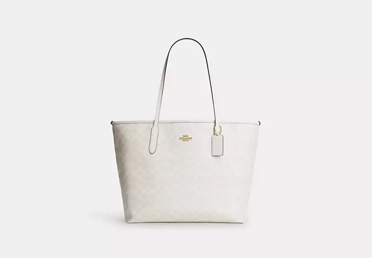 Coach Outlet City Tote Bag In Signature Canvas - White | Coach Outlet US